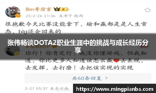 张伟畅谈DOTA2职业生涯中的挑战与成长经历分享